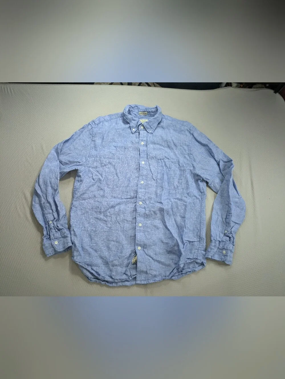 J.Crew Baird McNutt Irish Linen Slim Untucked Shirt Mens L Blue